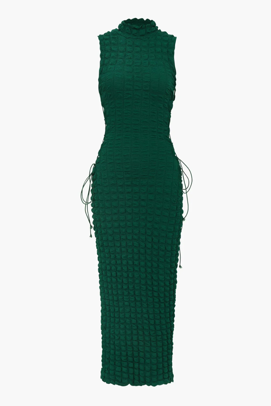 Popcorn Textured Tie Side Sleeveless Maxi Dress>MICAS Fashion