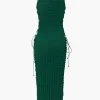 Popcorn Textured Tie Side Sleeveless Maxi Dress>MICAS Fashion