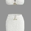 Popcorn Textured Tube Top And Mini Skirt Set>MICAS Sale