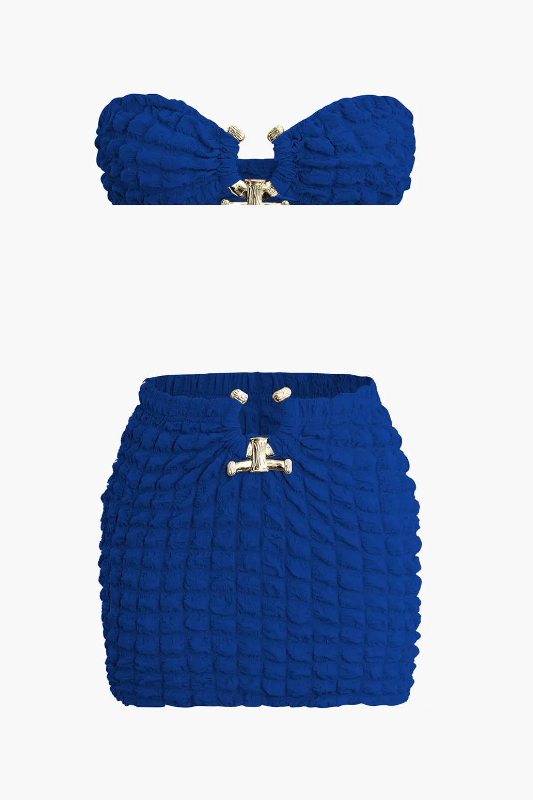 Popcorn Textured Tube Top And Mini Skirt Set>MICAS Sale