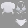 Print T-shirt And Tie Halter Bikini Set>MICAS Online