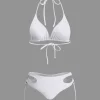 Print T-shirt And Tie Halter Bikini Set>MICAS Online