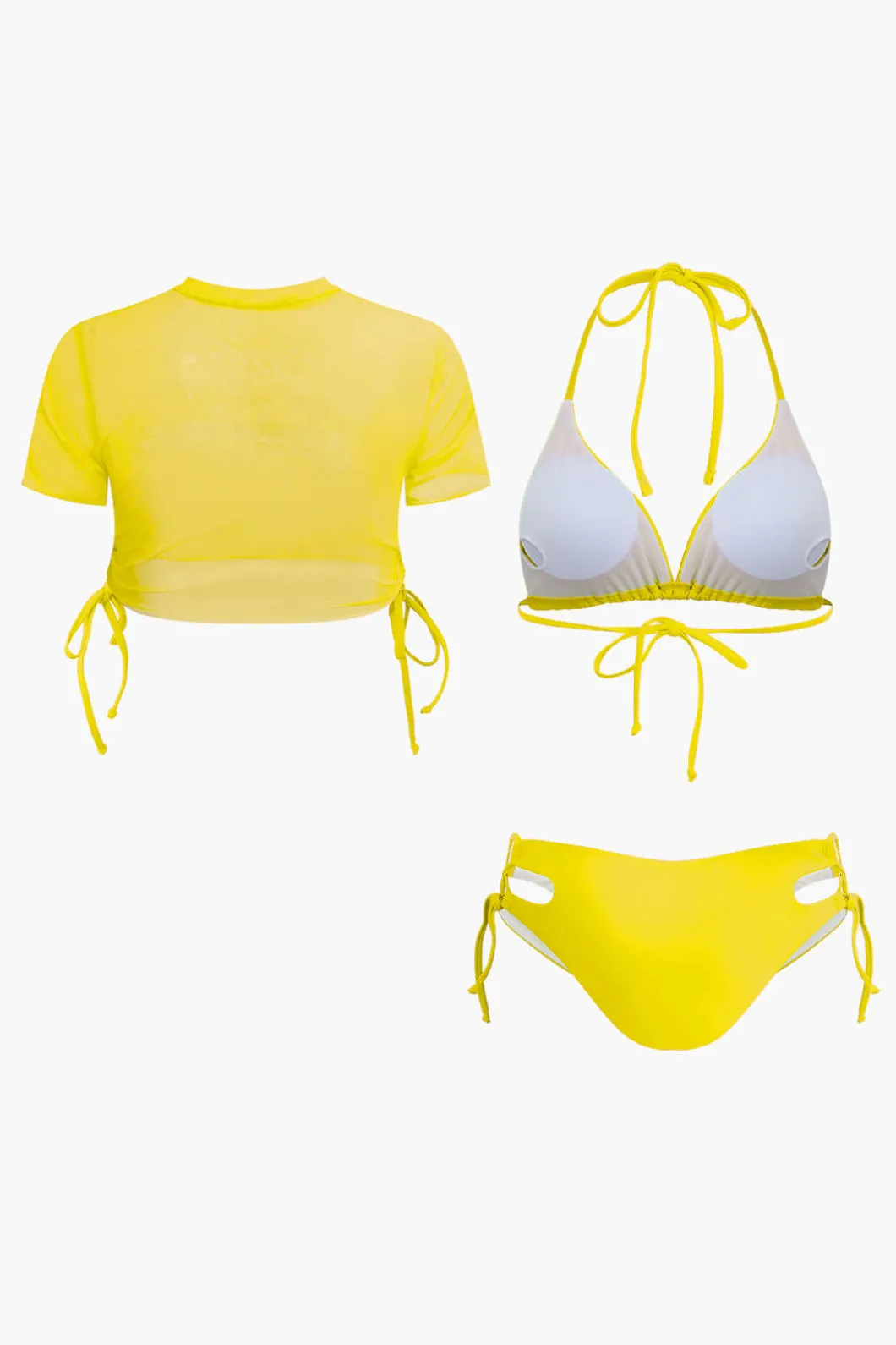 Print T-shirt And Tie Halter Bikini Set>MICAS Online