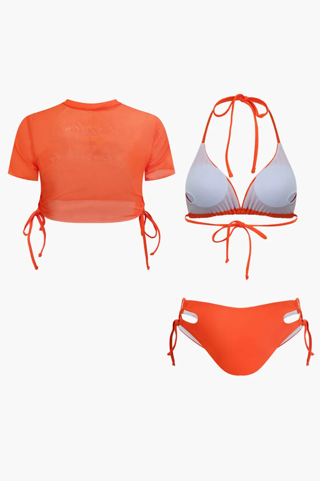 Print T-shirt And Tie Halter Bikini Set>MICAS Online