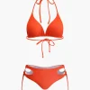 Print T-shirt And Tie Halter Bikini Set>MICAS Online