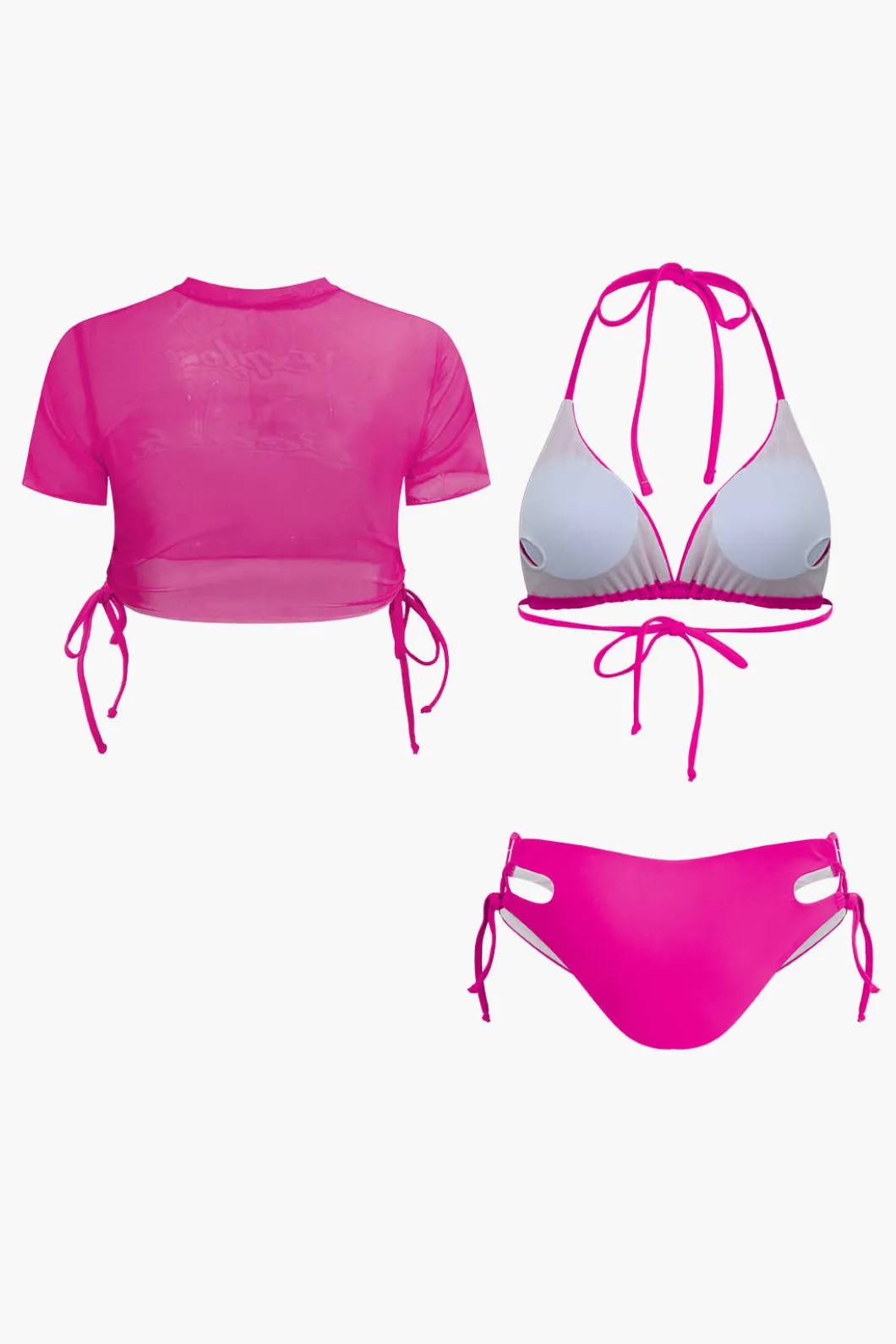 Print T-shirt And Tie Halter Bikini Set>MICAS Online