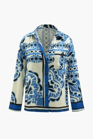 Printed Chest Pocket Long Sleeve Shirt>MICAS Online