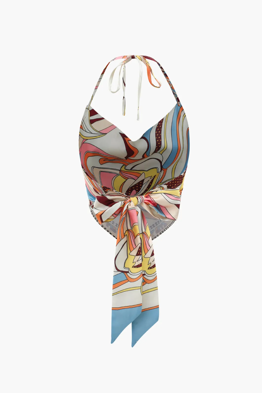 Printed Satin Halter Tie Cami And Wide Leg Pants Set>MICAS Outlet