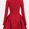 Puff Hem Zipper Long Sleeve Mini Dress>MICAS Hot