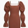 Puff Sleeve Square Neck Mini Dress>MICAS New