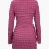 Puff Texture Long Sleeve Mini Dress>MICAS New