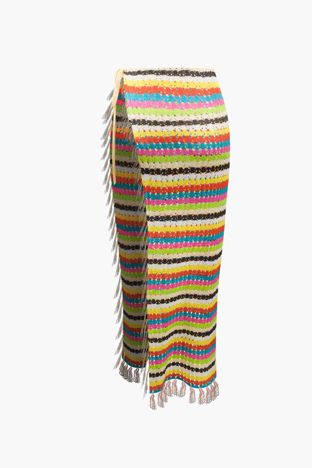 Rainbow Crochet Split Tassel Cover-Up Skirt>MICAS Outlet