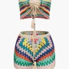 Rainbow Crochet Tie Front Tube Top And Shorts Set>MICAS Hot