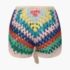 Rainbow Crochet Tie Front Tube Top And Shorts Set>MICAS Hot