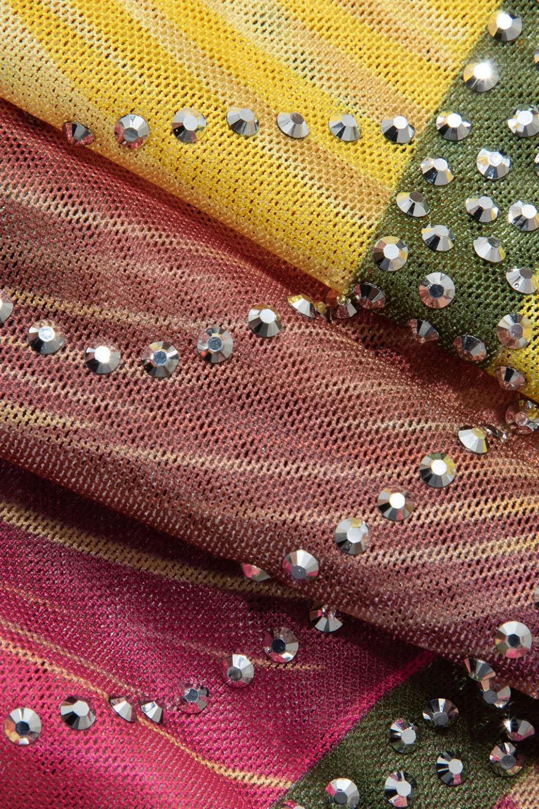 Rainbow Striped Rhinestone Bodycon Mini Dress>MICAS Best