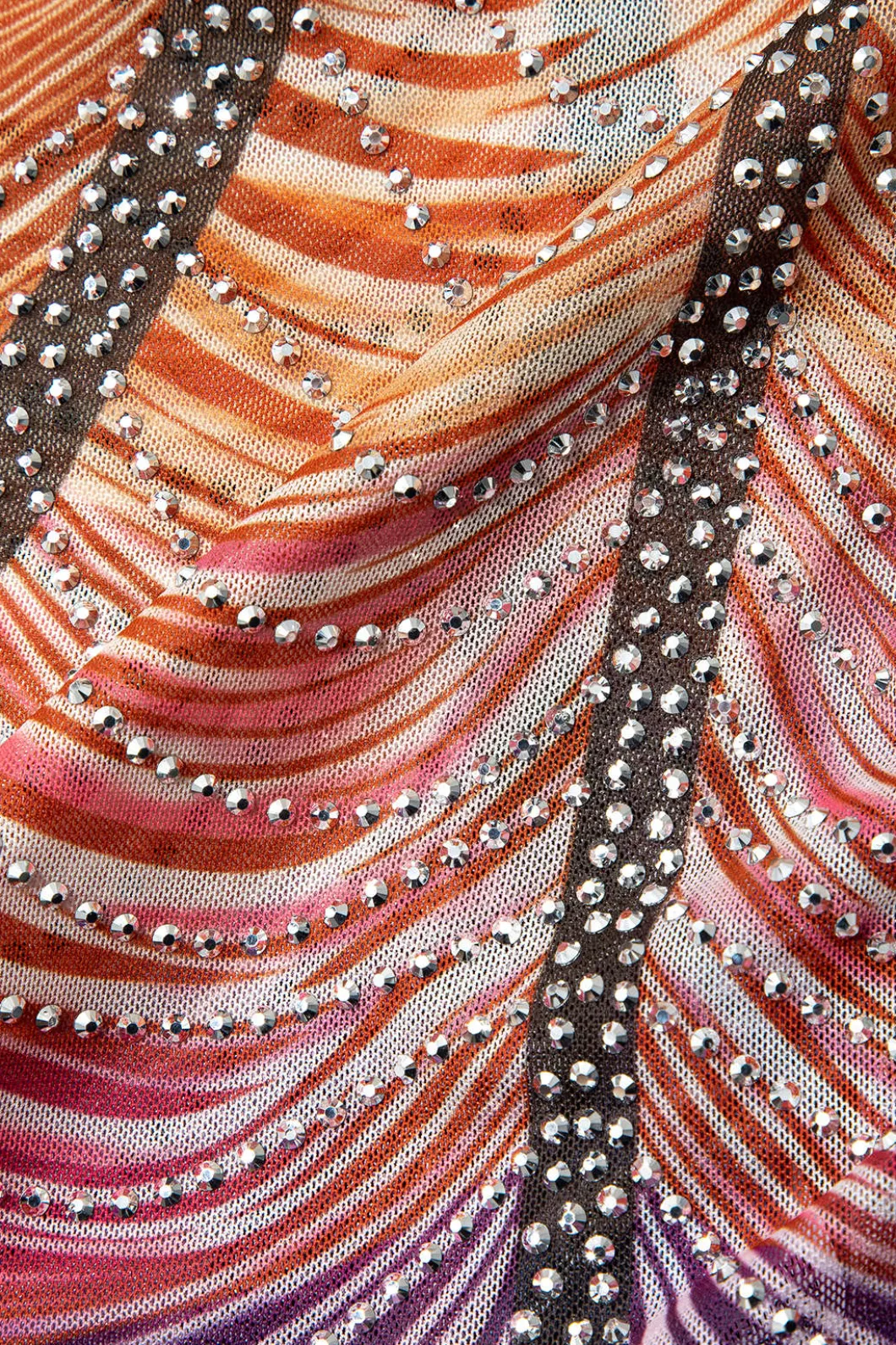 Rainbow Striped Rhinestone Bodycon Mini Dress>MICAS Best