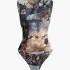 Renaissance Print Sleeveless Mesh Bodysuit>MICAS Best