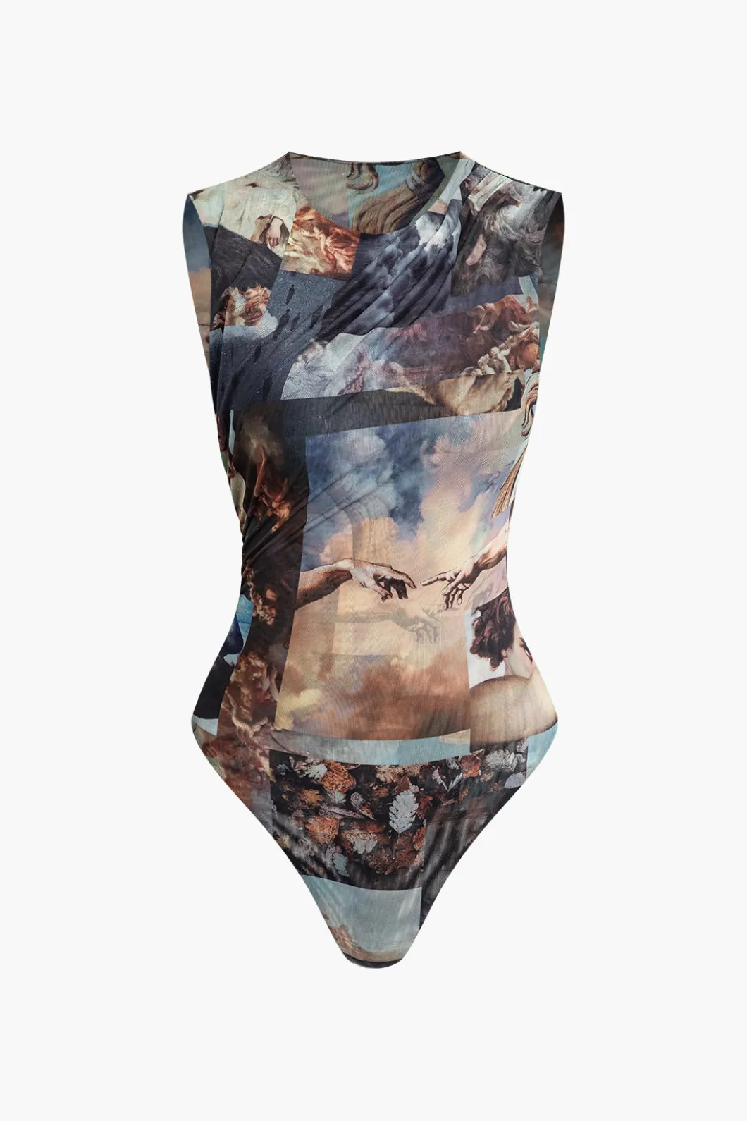 Renaissance Print Sleeveless Mesh Bodysuit>MICAS Best