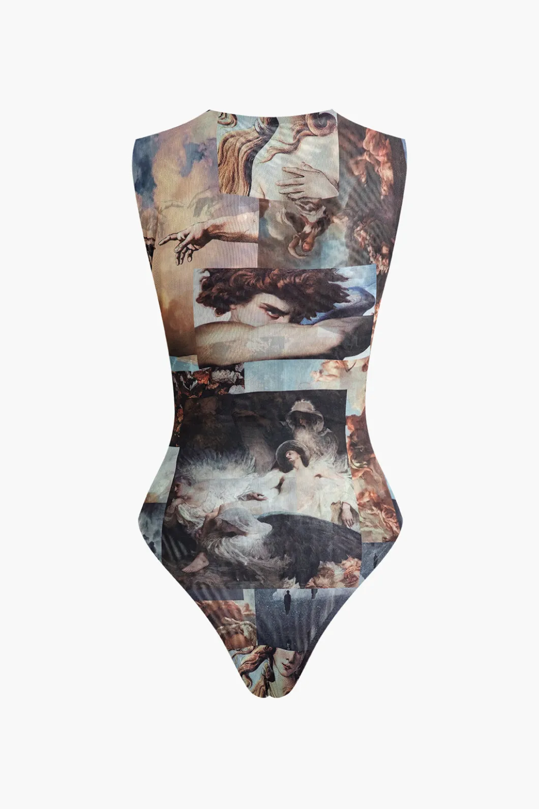 Renaissance Print Sleeveless Mesh Bodysuit>MICAS Best