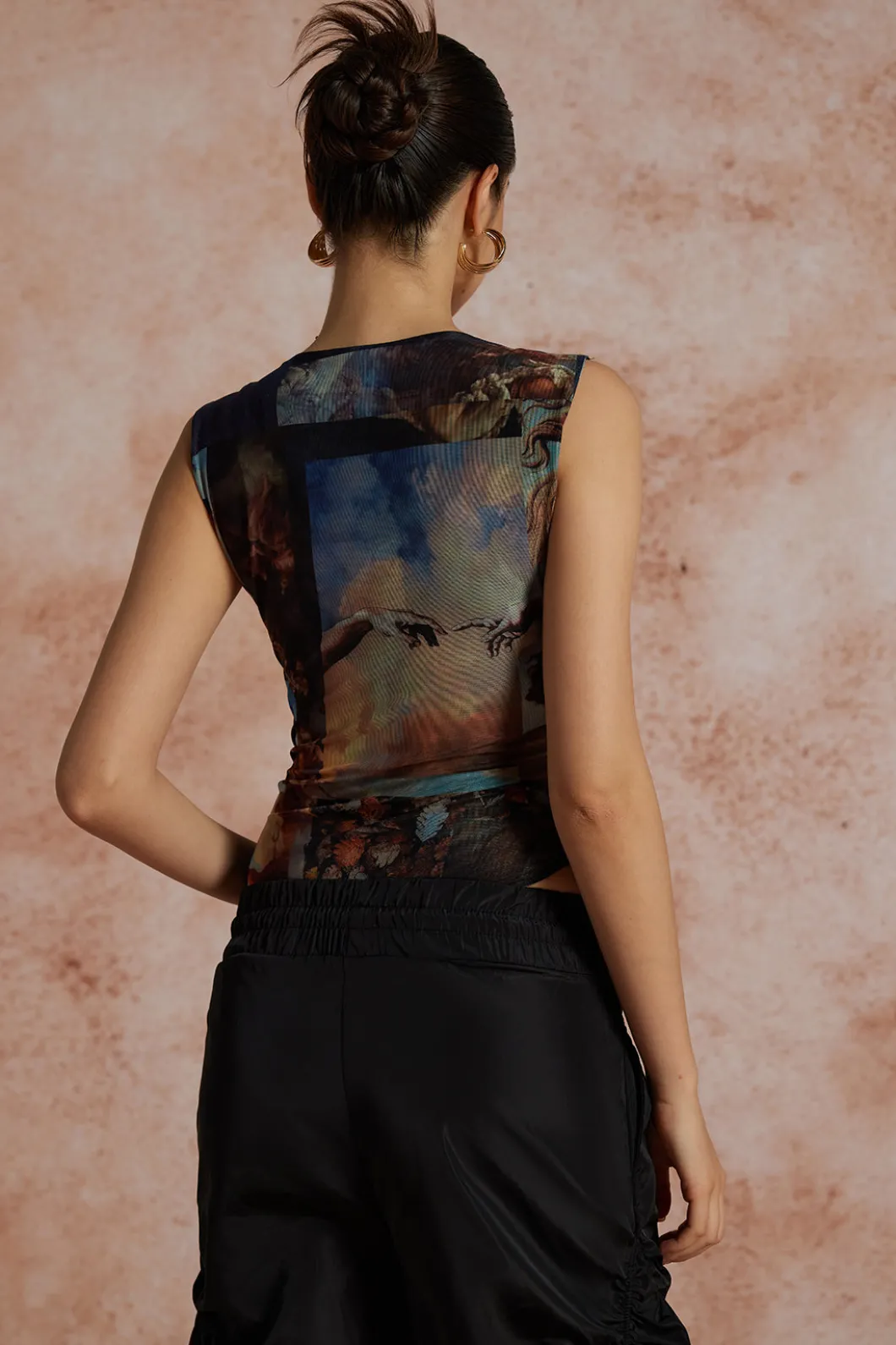 Renaissance Print Sleeveless Mesh Bodysuit>MICAS Best