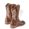 Retro Embroidered Faux Leather Chunky Heel Mid Calf Boots>MICAS Outlet