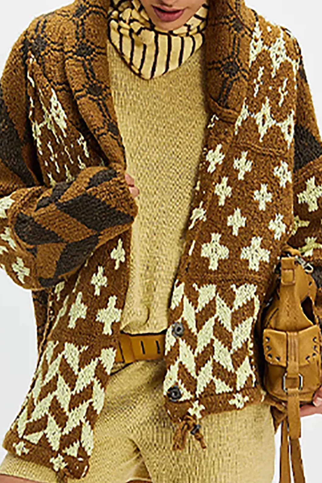 Retro Pattern Knit Button Cardigan>MICAS Fashion