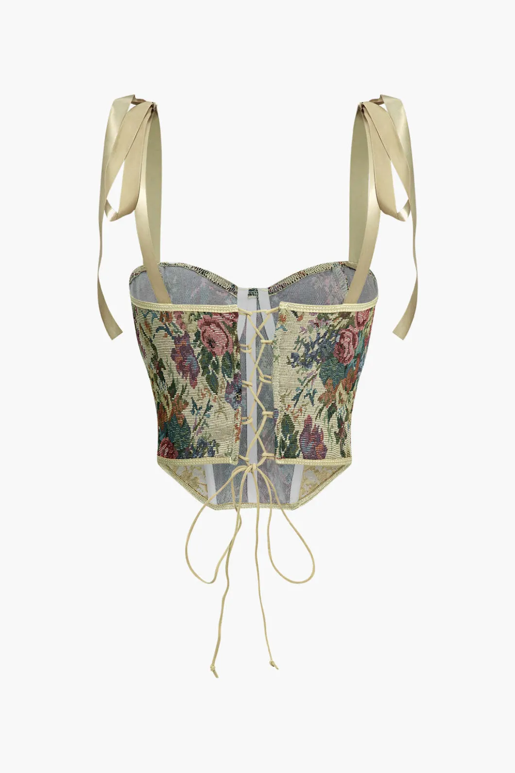 Retro Print Corset Tie-Up Cami Top>MICAS Best