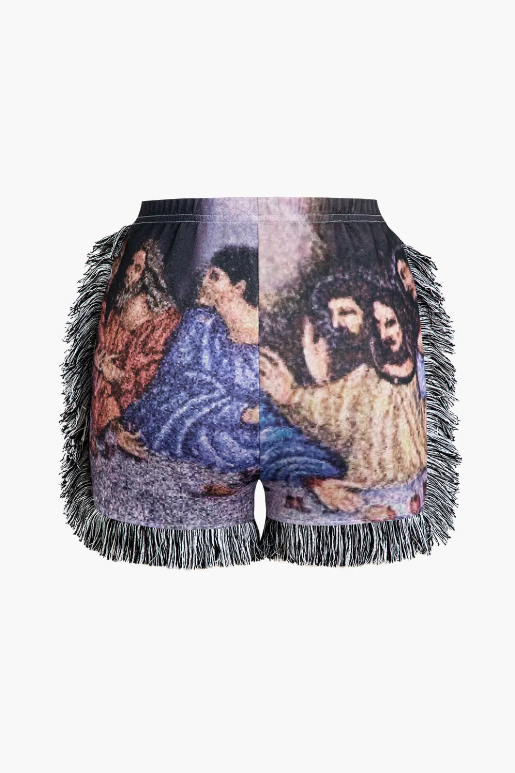 Retro Print Halter Backless Fringe Shorts Set>MICAS Sale