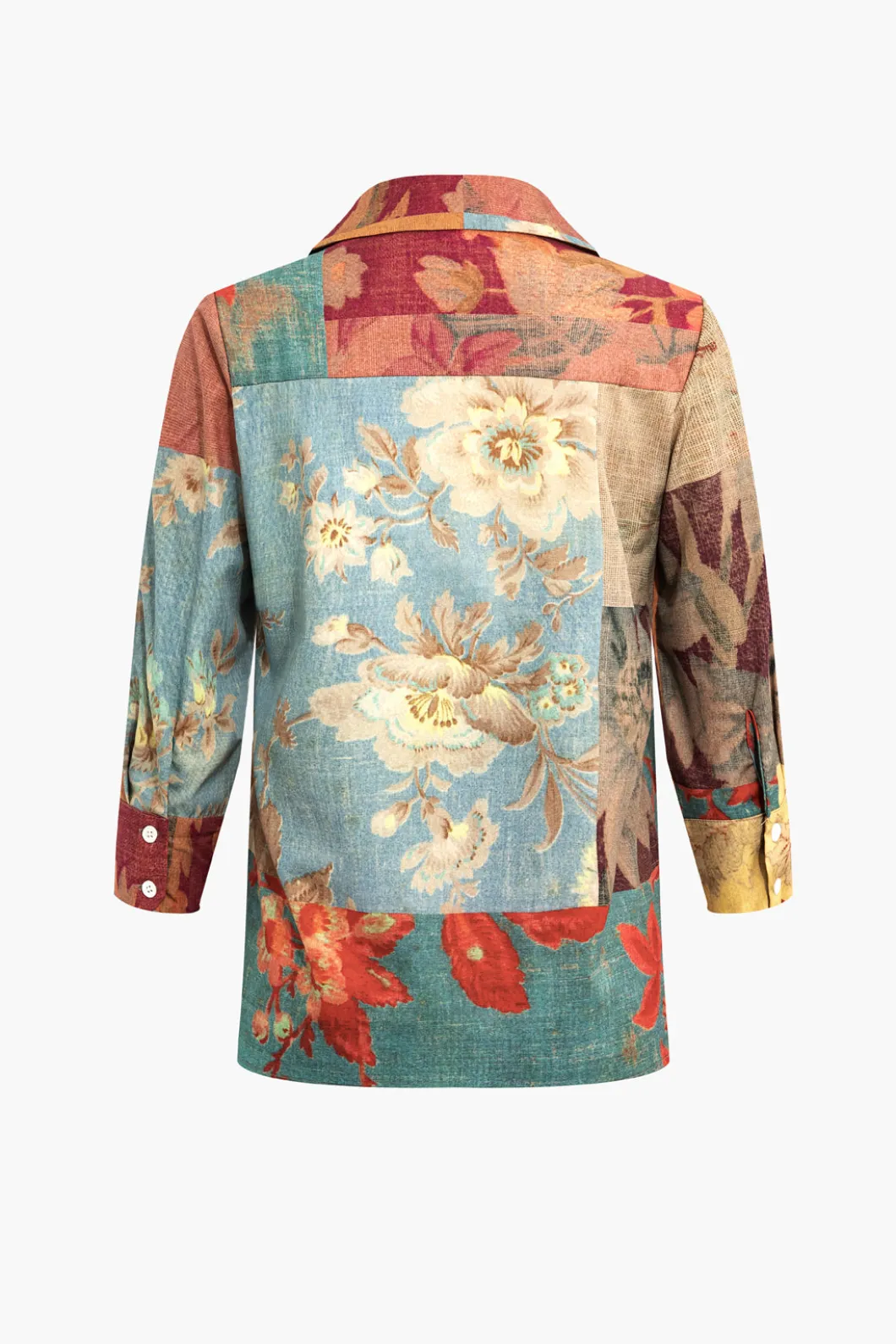 Retro Print Long-Sleeve Shirt>MICAS Fashion