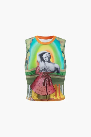 Retro Statue Print Tank Top>MICAS Fashion
