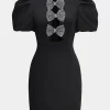 Rhinestone Bow Cut Out Mini Dress>MICAS Fashion
