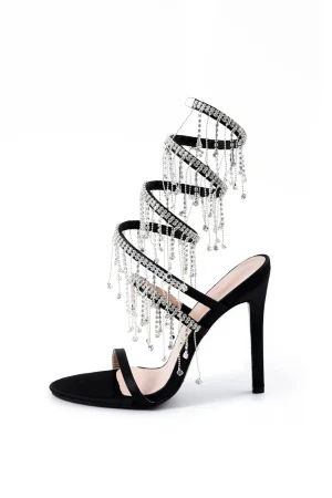 Rhinestone Chain Round Toe Heels>MICAS Fashion