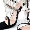 Rhinestone Chain Round Toe Heels>MICAS Fashion