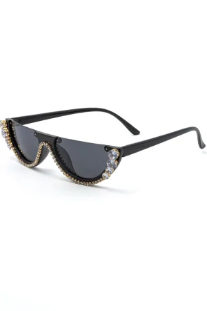 Rhinestone Decor Half Frame Sunglasses>MICAS Clearance
