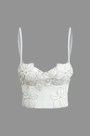 Rhinestone Embellished Flower Hook And Eye Bustier Cami Top>MICAS Discount