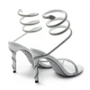 Rhinestone Embellished Open Toe High-heeled Sandals With Calf Strap>MICAS Fashion