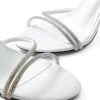Rhinestone Embellished Open Toe High-heeled Sandals With Calf Strap>MICAS Fashion