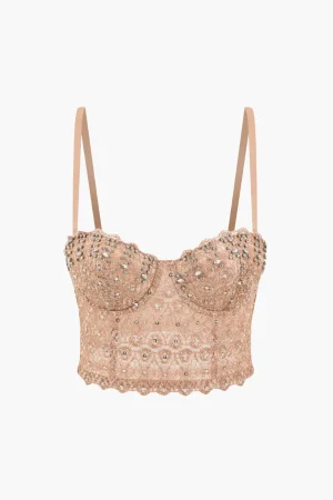 Rhinestone Lace Bustier Cami Top>MICAS Fashion