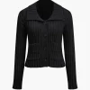 Ribbed Button-Front Pockets Sweater Cardigan>MICAS Hot