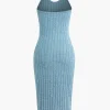 Ribbed Cardigan And Halter Dress Set>MICAS Fashion