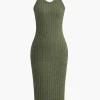 Ribbed Cardigan And Halter Dress Set>MICAS Fashion