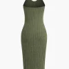 Ribbed Cardigan And Halter Dress Set>MICAS Fashion