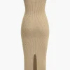 Ribbed Knit Strapless Midi Dress And Bolero Set>MICAS Best