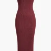 Ribbed Knit Strapless Midi Dress And Bolero Set>MICAS Best
