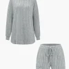 Ribbed Knit Top And Drawstring Shorts Set>MICAS Outlet