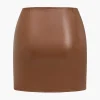 Ring Detail Faux Leather Cutout Mini Skirt>MICAS New
