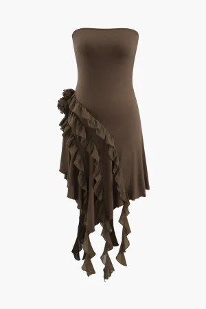 Rose Ruffle Strapless Mini Dress>MICAS Online