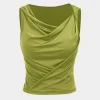 Ruched Asymmetrical Sleeveless Tank Top>MICAS Clearance