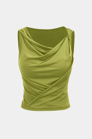 Ruched Asymmetrical Sleeveless Tank Top>MICAS Clearance