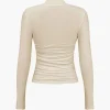 Ruched Crossover Long Sleeve Top>MICAS Clearance